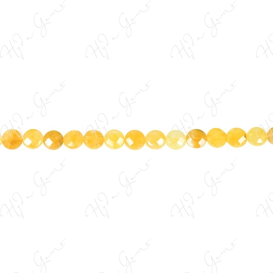 Yellow Quartz Faceted Coin Beads