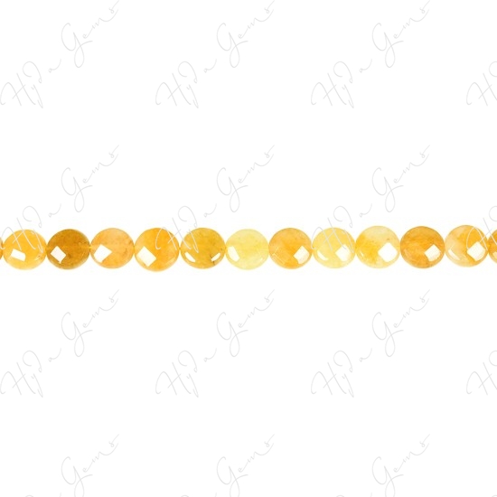 Yellow Quartz Faceted Coin Beads