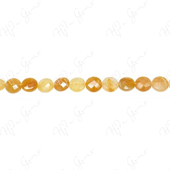 Yellow Quartz Faceted Coin Beads