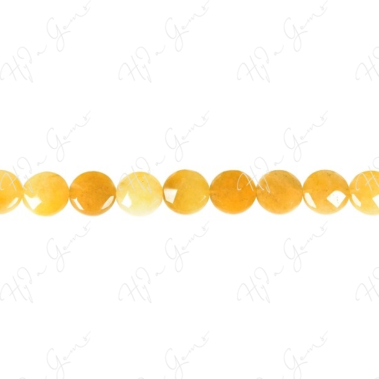 Yellow Quartz Faceted Coin Beads