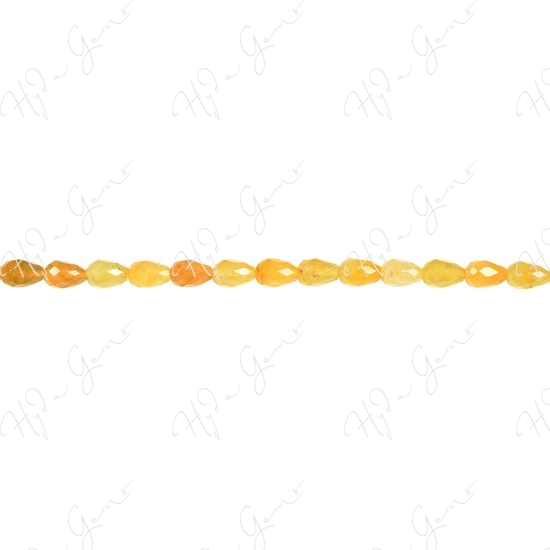 Yellow Quartz Faceted Drop Beads