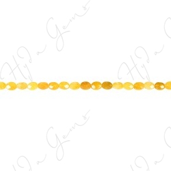 Yellow Quartz Faceted Flat Oval Beads