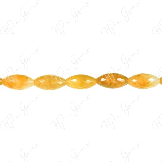 Yellow Quartz Faceted Rice Beads