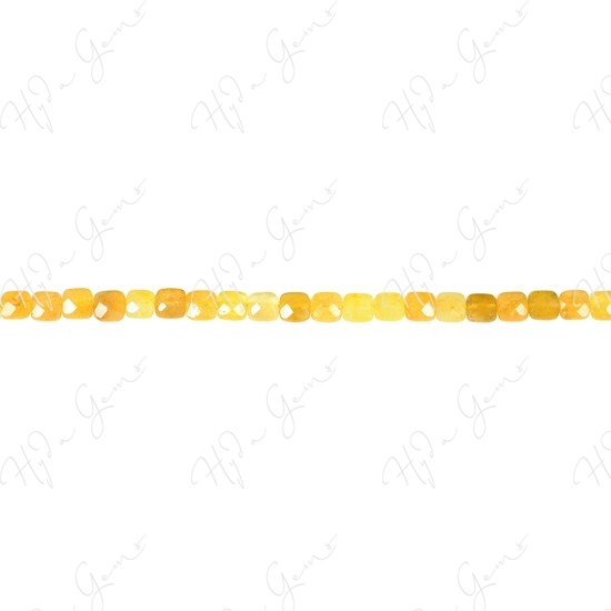 Yellow Quartz Faceted Flat Square Beads