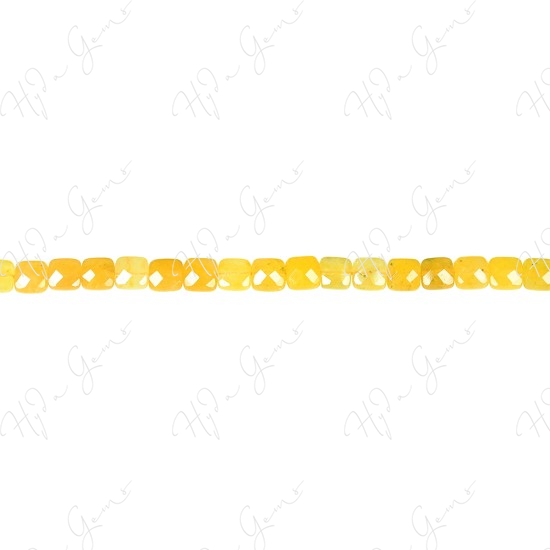 Yellow Quartz Faceted Flat Square Beads