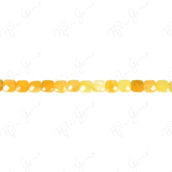 Yellow Quartz Faceted Flat Square Beads