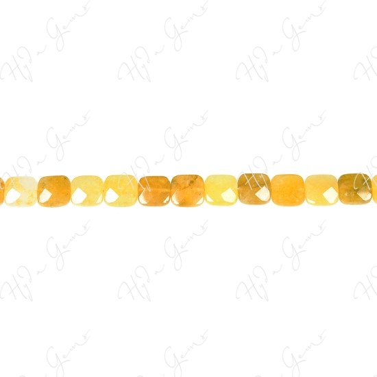 Yellow Quartz Faceted Flat Square Beads