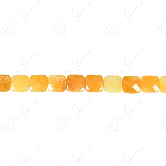 Yellow Quartz Faceted Flat Square Beads