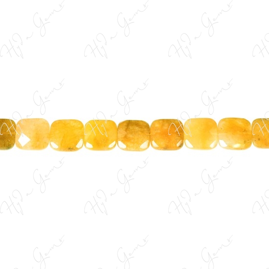 Yellow Quartz Faceted Flat Square Beads