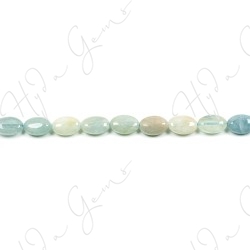 Aquamarine Multi-Color Flat Oval Beads