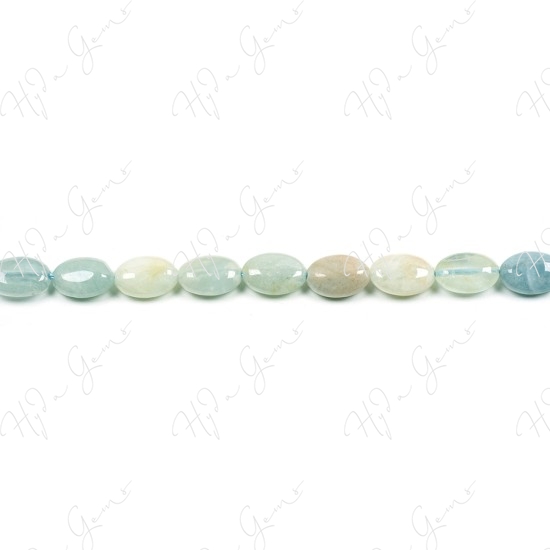 Aquamarine Multi-Color Flat Oval Beads