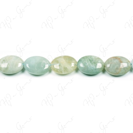 Aquamarine Multi-Color Flat Oval Beads