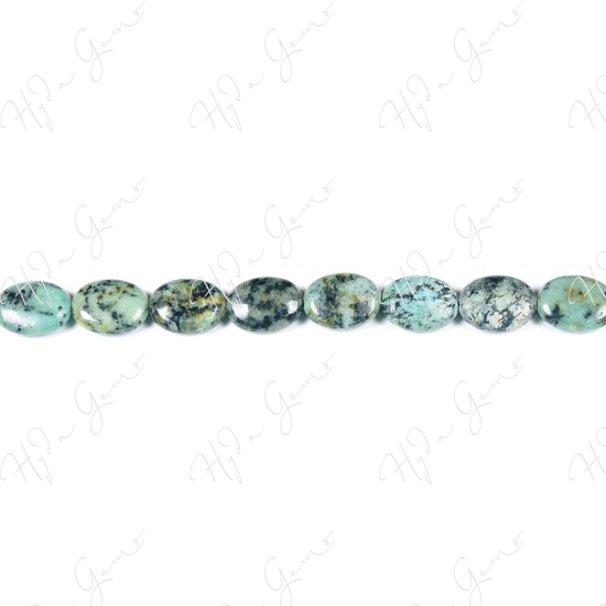 African Turquoise Flat Oval Beads