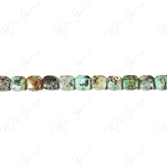 African Turquoise Flat Square Beads