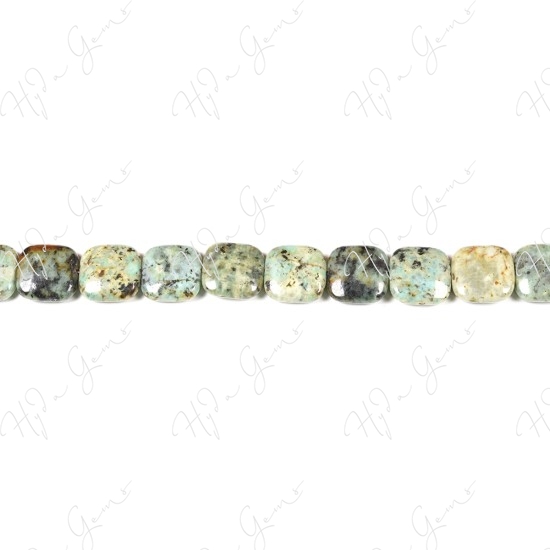 African Turquoise Flat Square Beads