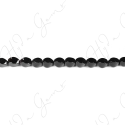 Black Agate 4-Face Oval Beads