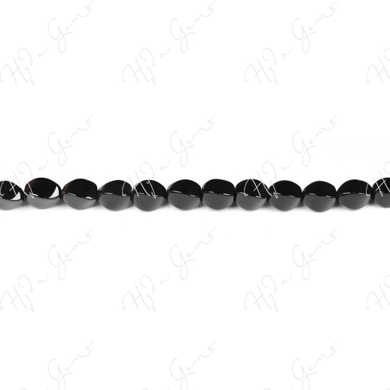 Black Agate 4-Face Oval Beads