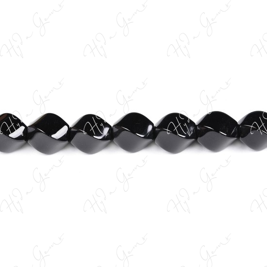 Black Agate 4-Face Oval Beads