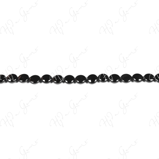 Black Agate Coin Beads