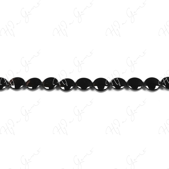 Black Agate Coin Beads