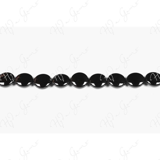 Black Agate Coin Beads