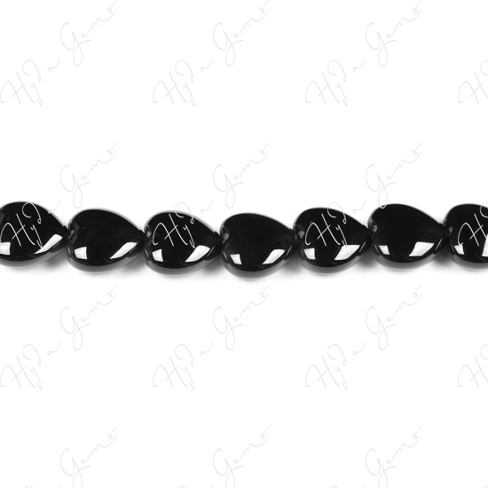 Black Agate Heart Beads