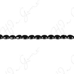 Black Agate Flat Oval Beads