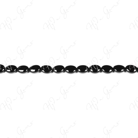 Black Agate Flat Oval Beads