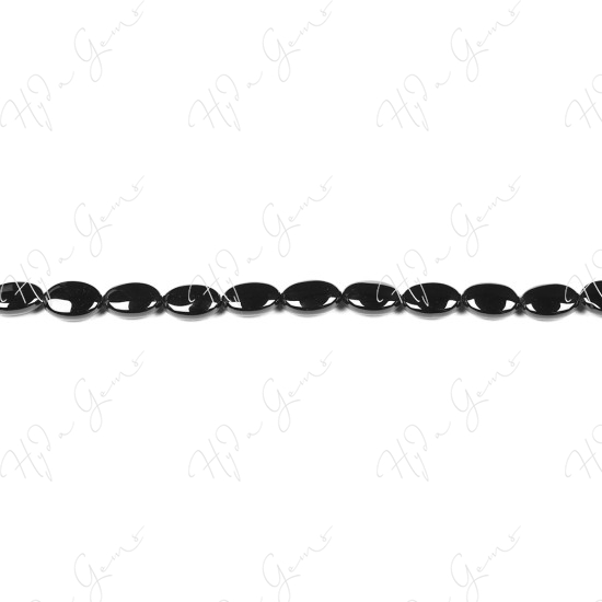 Black Agate Flat Oval Beads