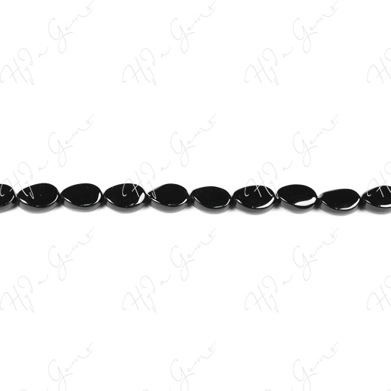 Black Agate Flat Oval Beads