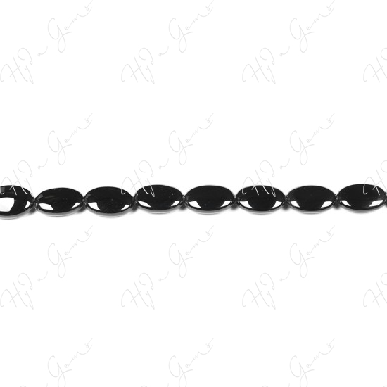 Black Agate Flat Oval Beads