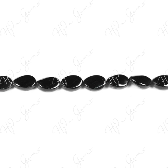 Black Agate Flat Oval Beads