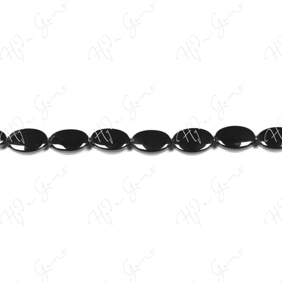 Black Agate Flat Oval Beads