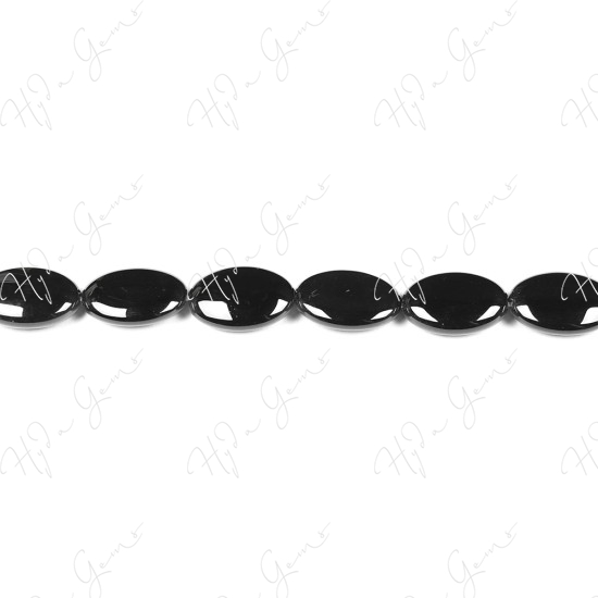 Black Agate Flat Oval Beads