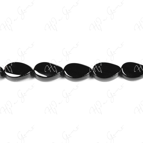 Black Agate Flat Oval Beads