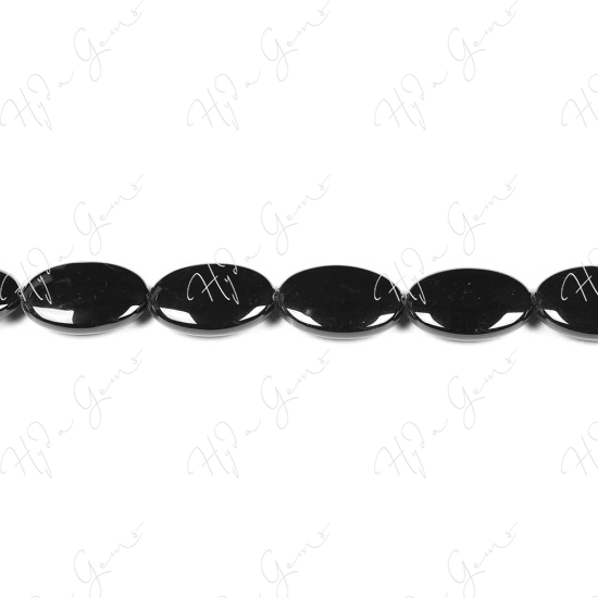 Black Agate Flat Oval Beads