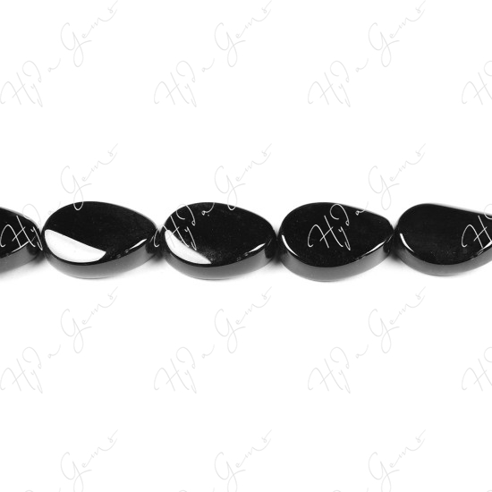 Black Agate Flat Oval Beads