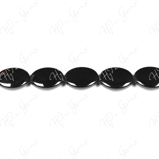 Black Agate Flat Oval Beads