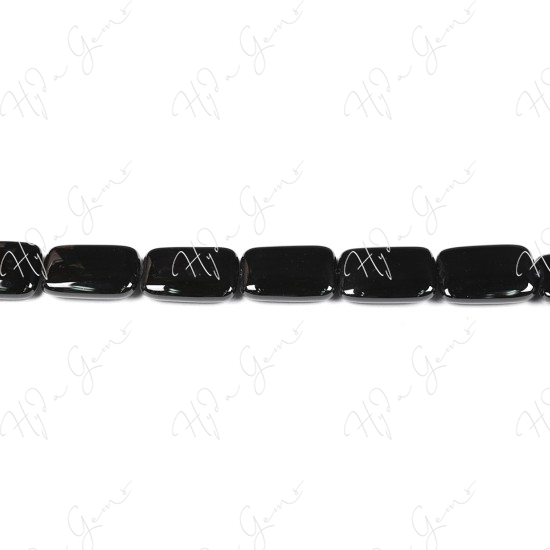 Black Agate Flat Rectangle Beads