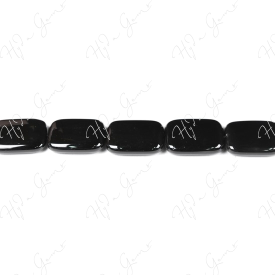 Black Agate Flat Rectangle Beads