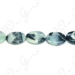 Black Amazonite Flat Oval Beads