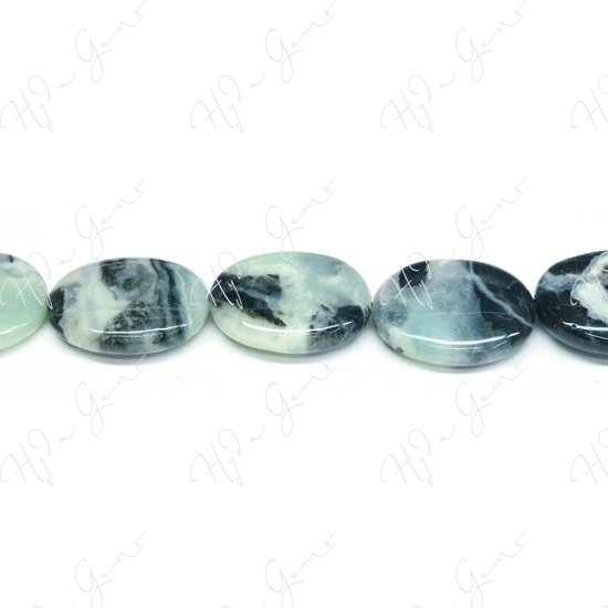 Black Amazonite Flat Oval Beads