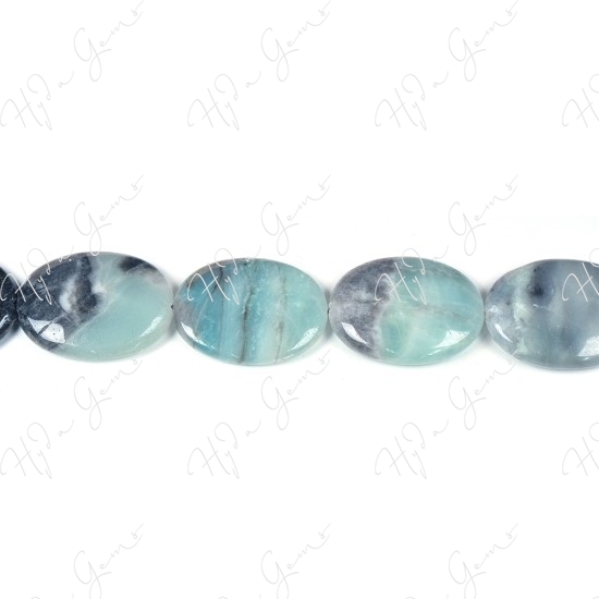 Black Amazonite Flat Oval Beads