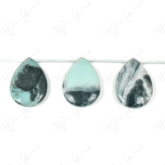 Black Amazonite Pear Beads