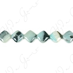 Black Amazonite Flat Square Beads