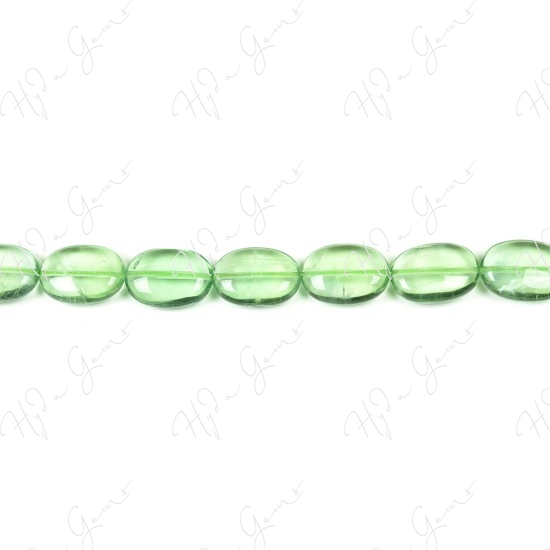 Green Fluorite Flat Oval Beads