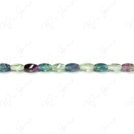 Rainbow Fluorite 4-Face Oval Beads