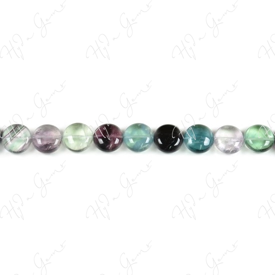 Rainbow Fluorite Coin Beads