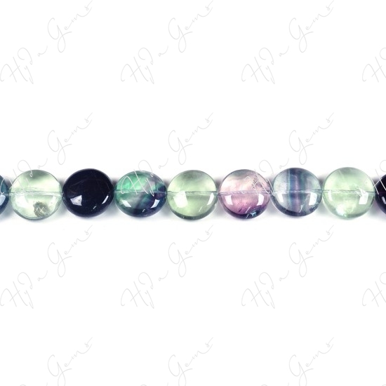 Rainbow Fluorite Coin Beads