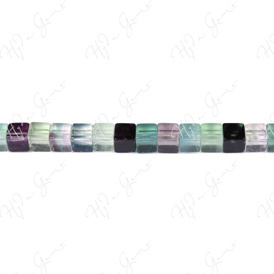 Rainbow Fluorite Cube Beads